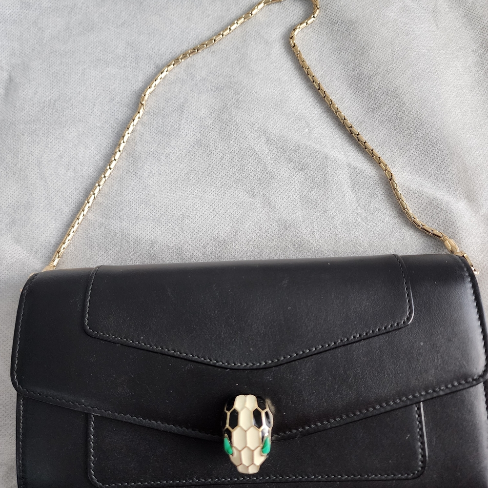 Bulgari Black Crossbody Bag with Gold Chain
